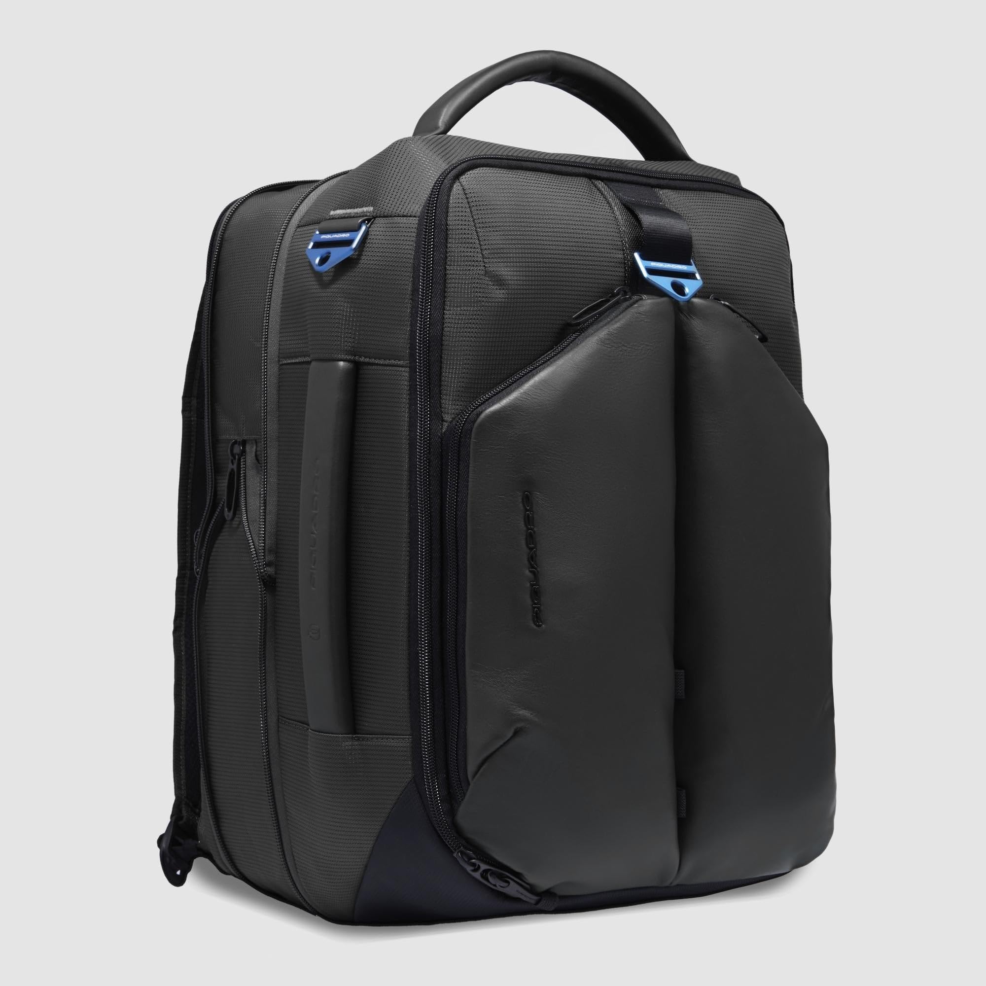 piquadro-zaino-porta-pc-15-6-in-pelle-e-tessuto-tecnico-uomo-nero image 4