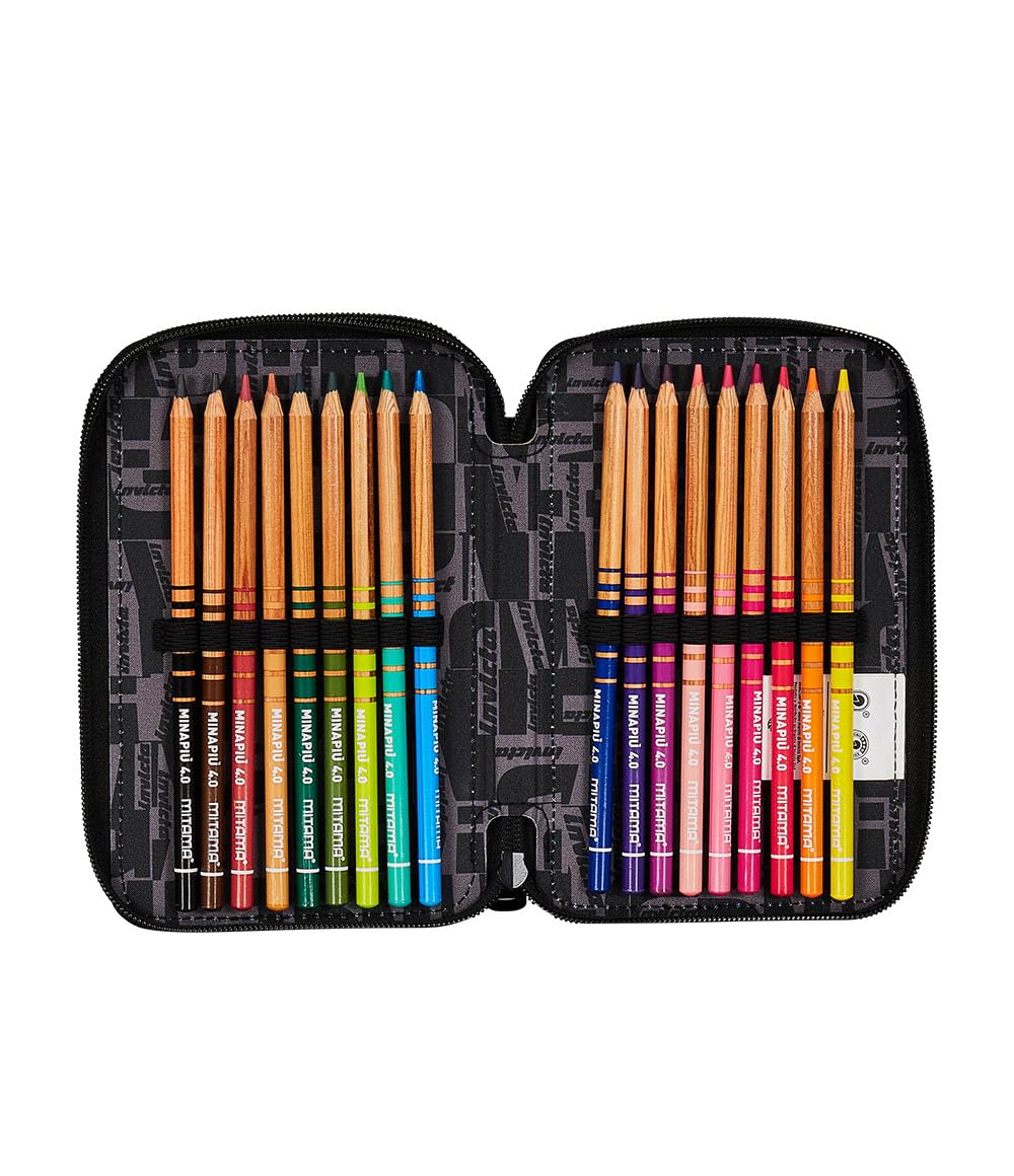 invicta-astuccio-scuola-3-zip-fantasy-blu-e-nero-triplo-scomparto-44-pezzi-inclu image 5