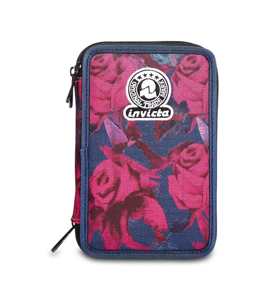 invicta-astuccio-scuola-3-zip-rosa-con-fantasia-roses-e-materiale-incluso image 7
