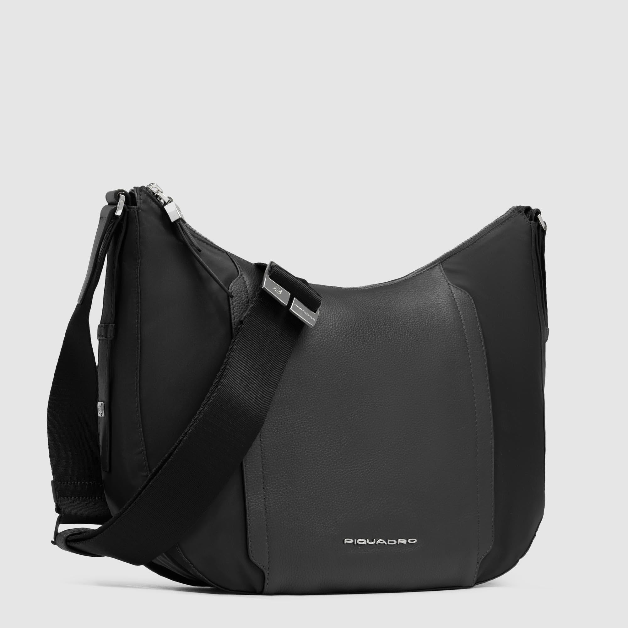 piquadro-borsa-a-tracolla-donna-porta-ipad-pelle-e-tessuto-riciclato-linea-circl image 2