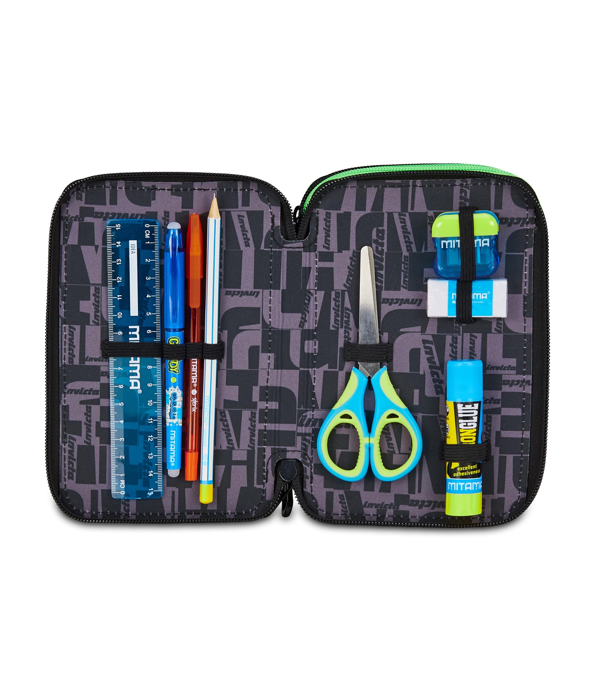 invicta-astuccio-scuola-3-zip-fantasy-blu-portapenne-triplo-scomparto-con-penne- image 3