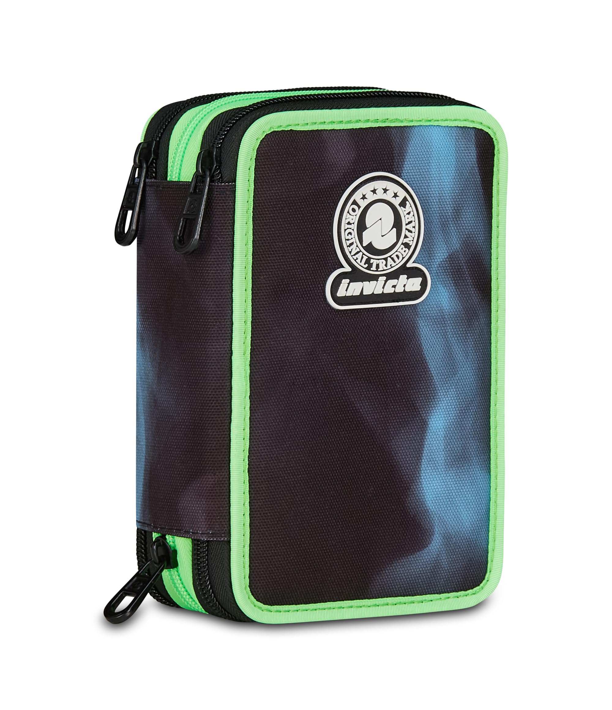 invicta-astuccio-scuola-3-zip-fantasy-blu-portapenne-triplo-scomparto-con-penne- image 1