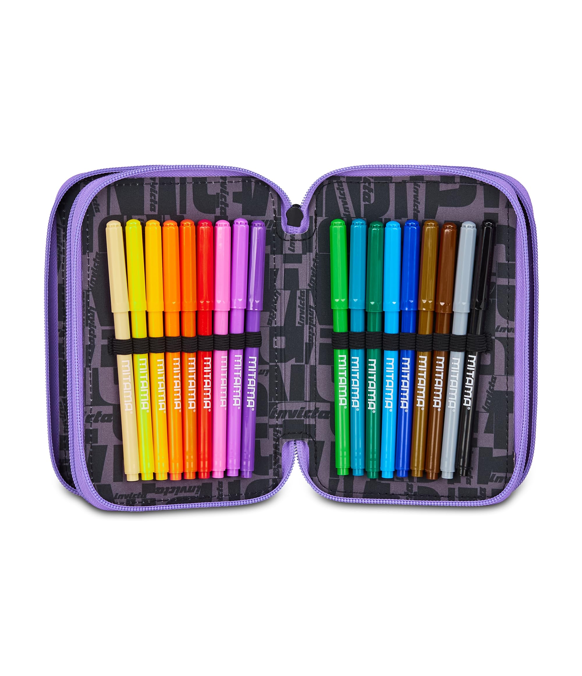 invicta-astuccio-scuola-3-zip-fantasy-lilla-portapenne-triplo-scomparto-con-acce image 4