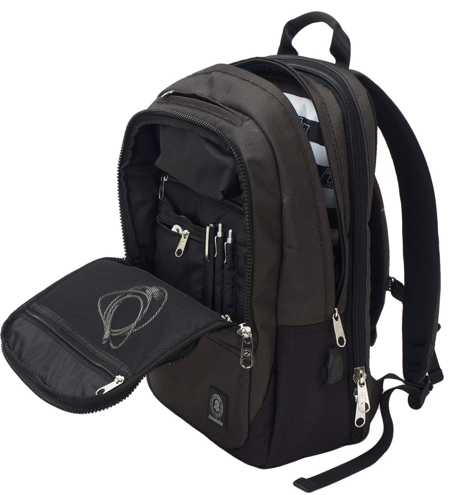 invicta-biz-l-tech-zaino-ufficio-con-power-bank-grigio-porta-pc-15-6-26l image 2