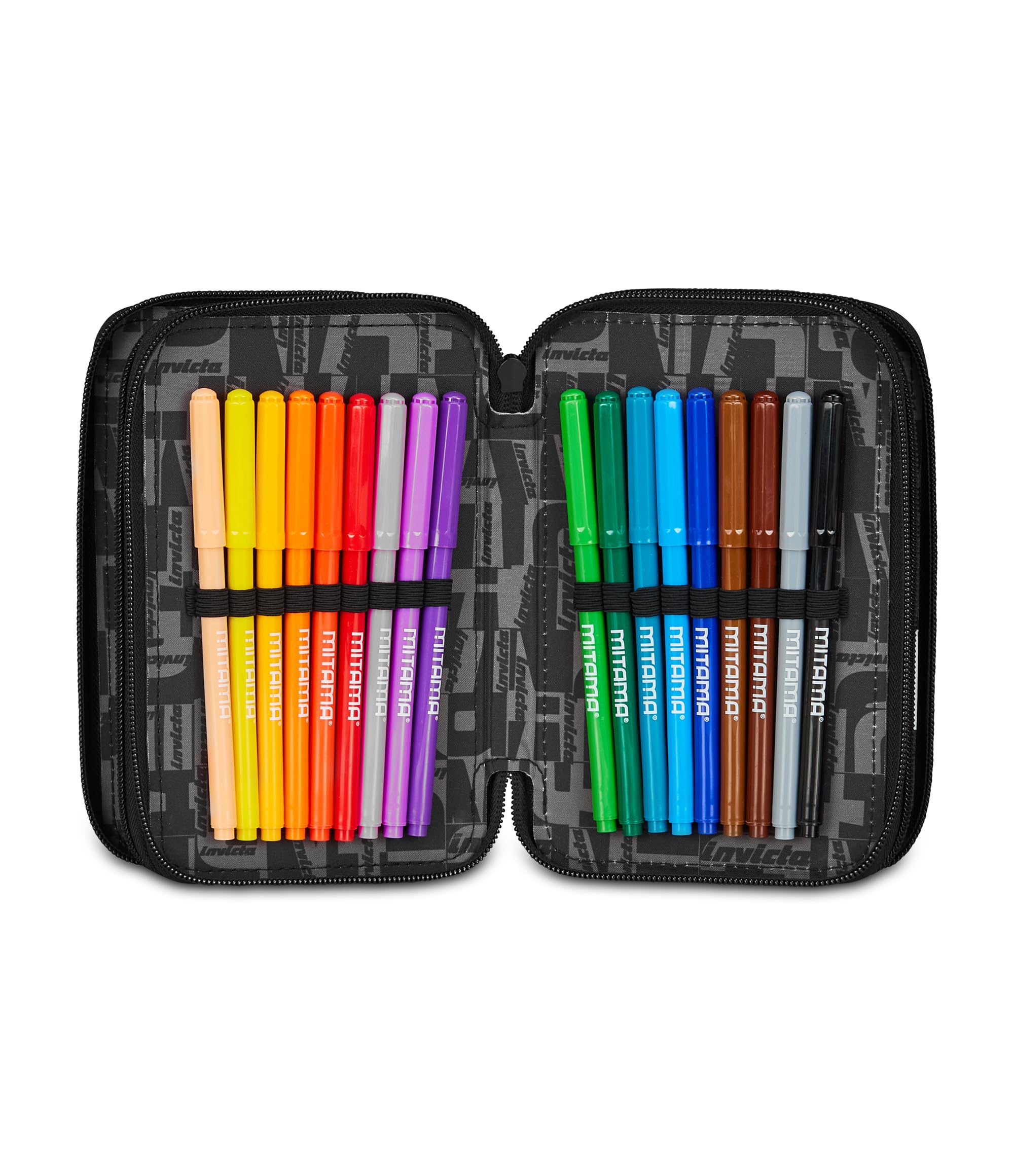 invicta-astuccio-scuola-3-zip-fantasy-nero-con-penne-e-matite-incluse-triplo-sco image 4