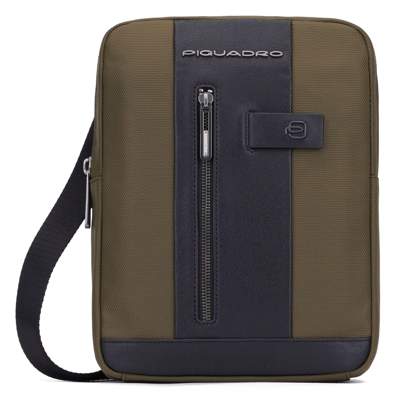 piquadro-borsello-compatto-uomo-in-pelle-e-tessuto-riciclato-porta-ipad-e-airpod image 4