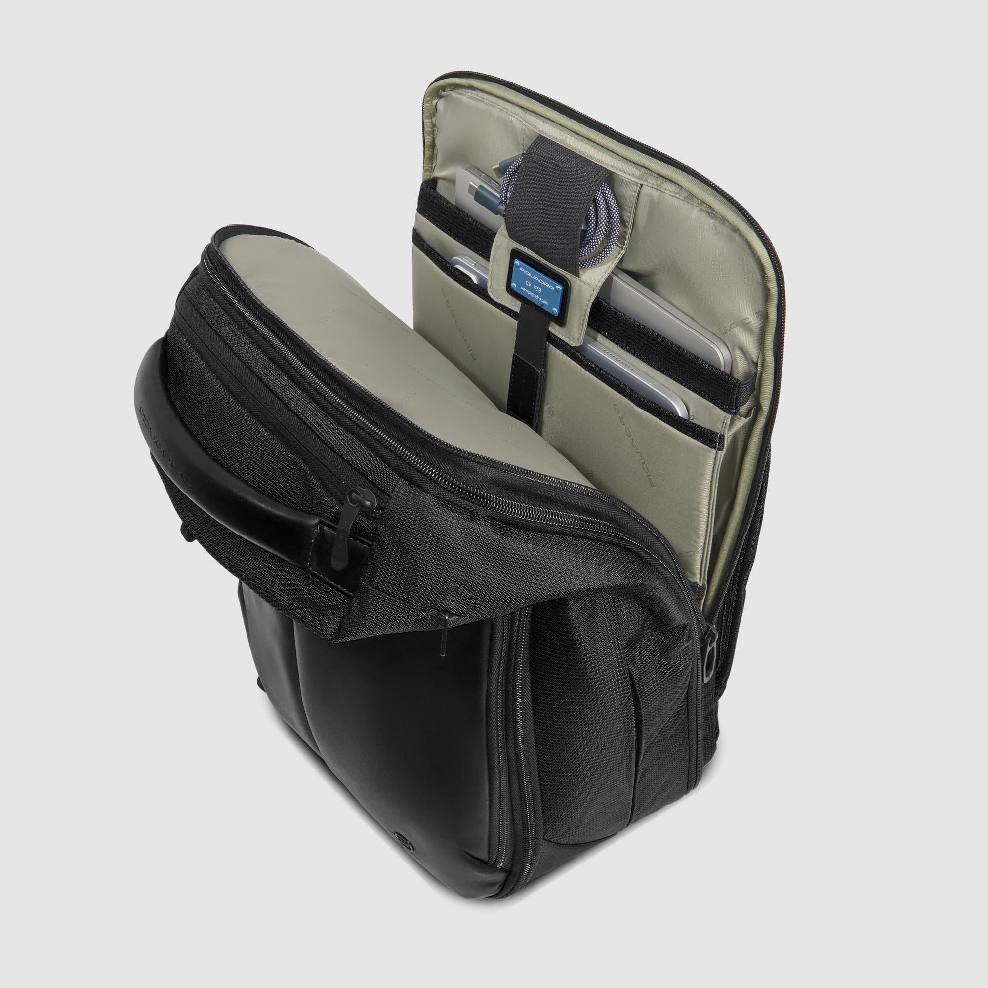 piquadro-zaino-porta-pc-15-6-in-pelle-e-tessuto-tecnico-uomo-nero image 7