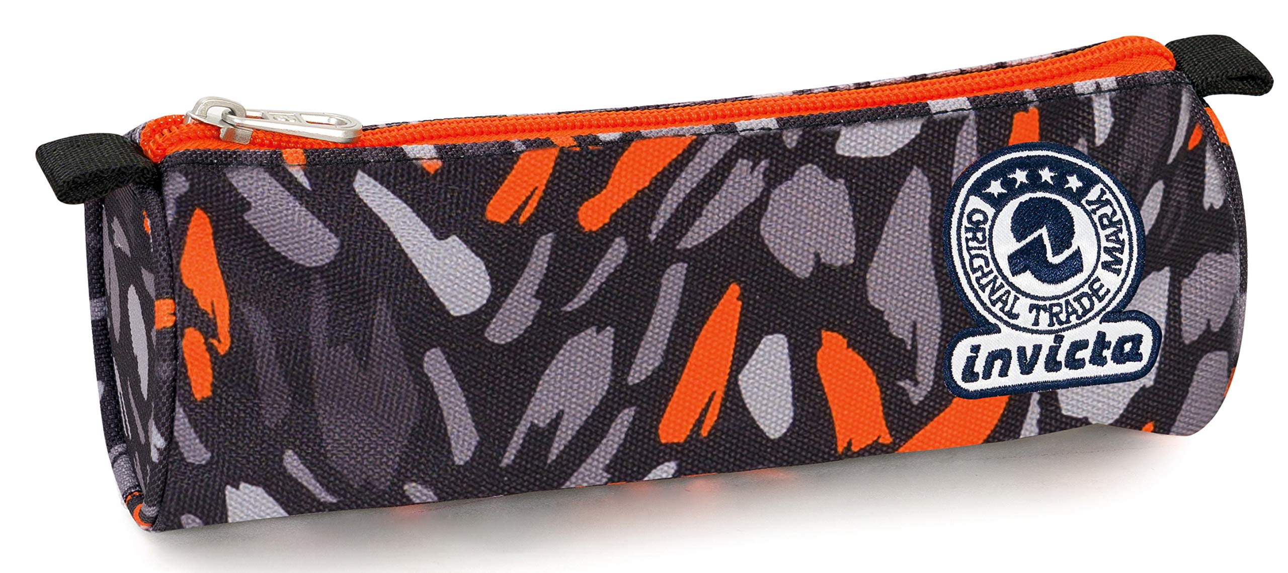 invicta-portapenne-astuccio-scuola-con-patch-ricamato-nero-arancione image 1