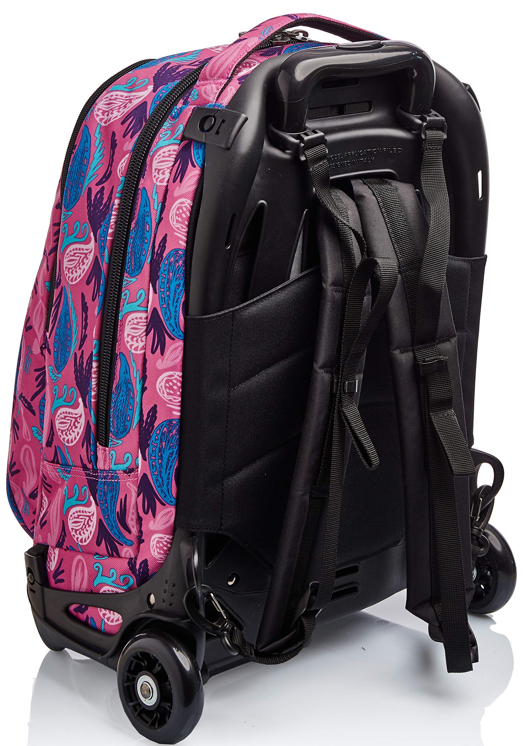 invicta-trolley-scuola-tech-3-in-1-rosa-paisley-zaino-con-carrello-sganciabile-e image 4