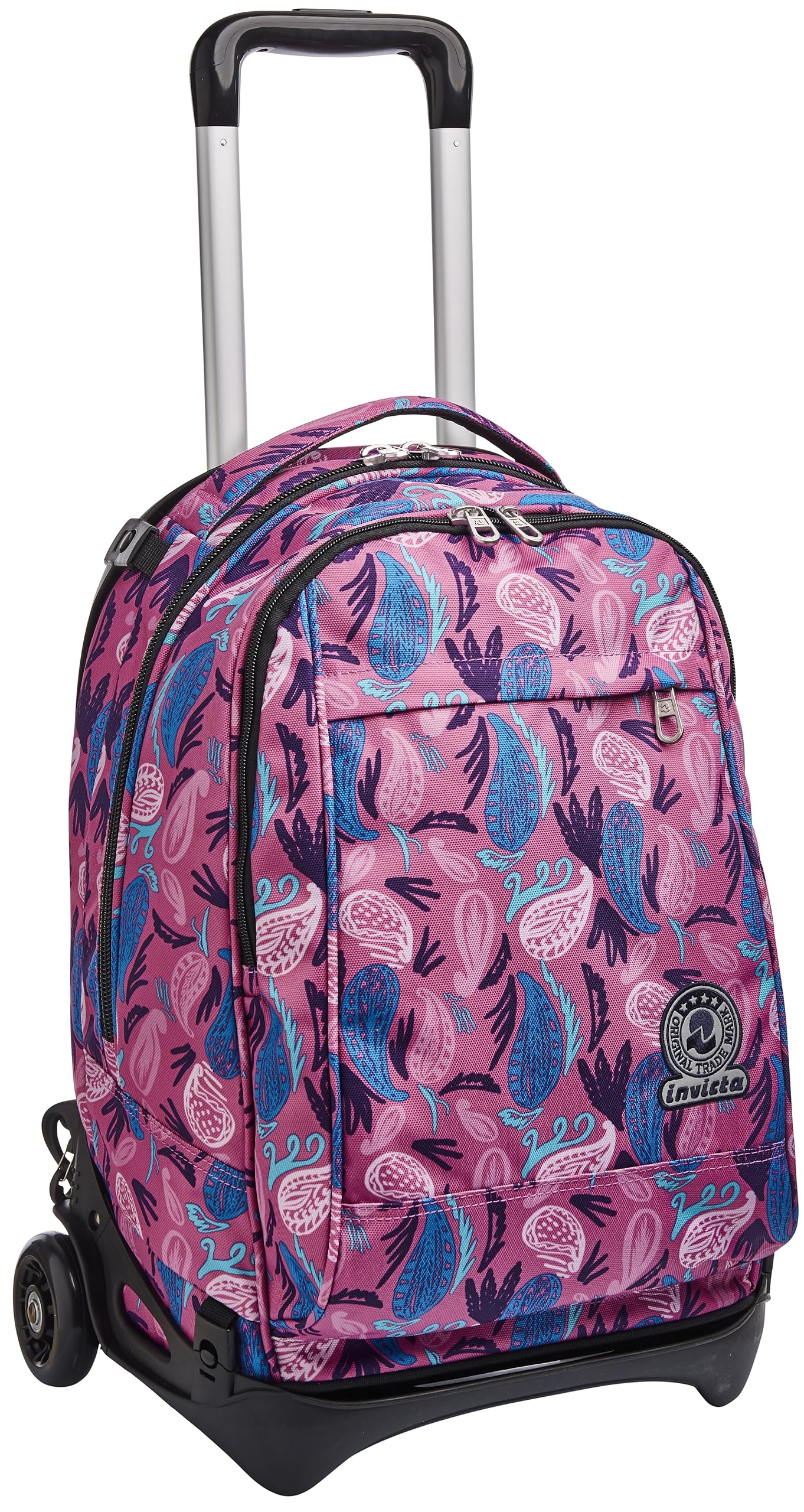 invicta-trolley-scuola-tech-3-in-1-rosa-paisley-zaino-con-carrello-sganciabile-e image 1
