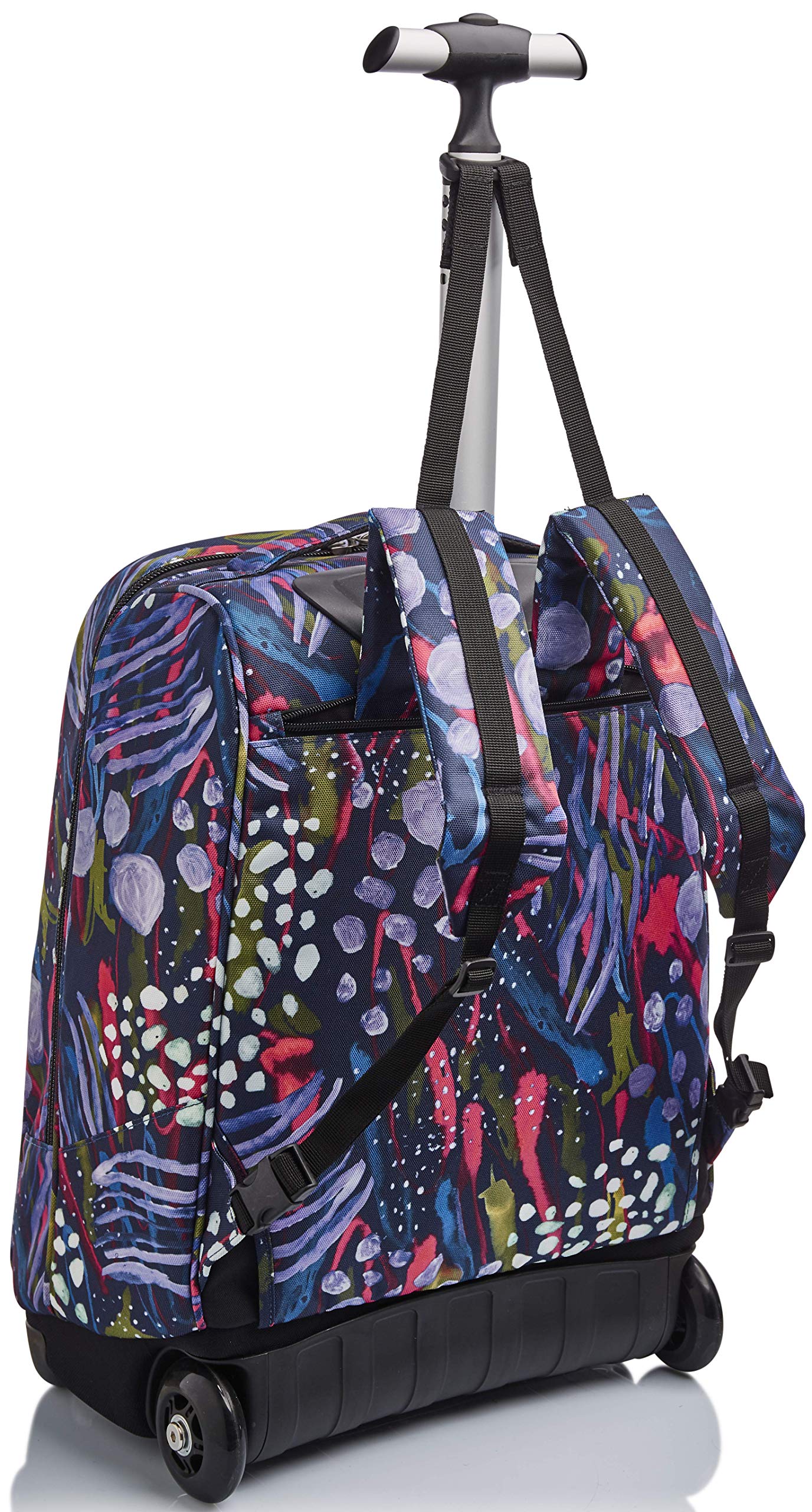 invicta-trolley-scuola-2-in-1-abstract-jungle-blu-35-litri-zaino-e-trolley image 5