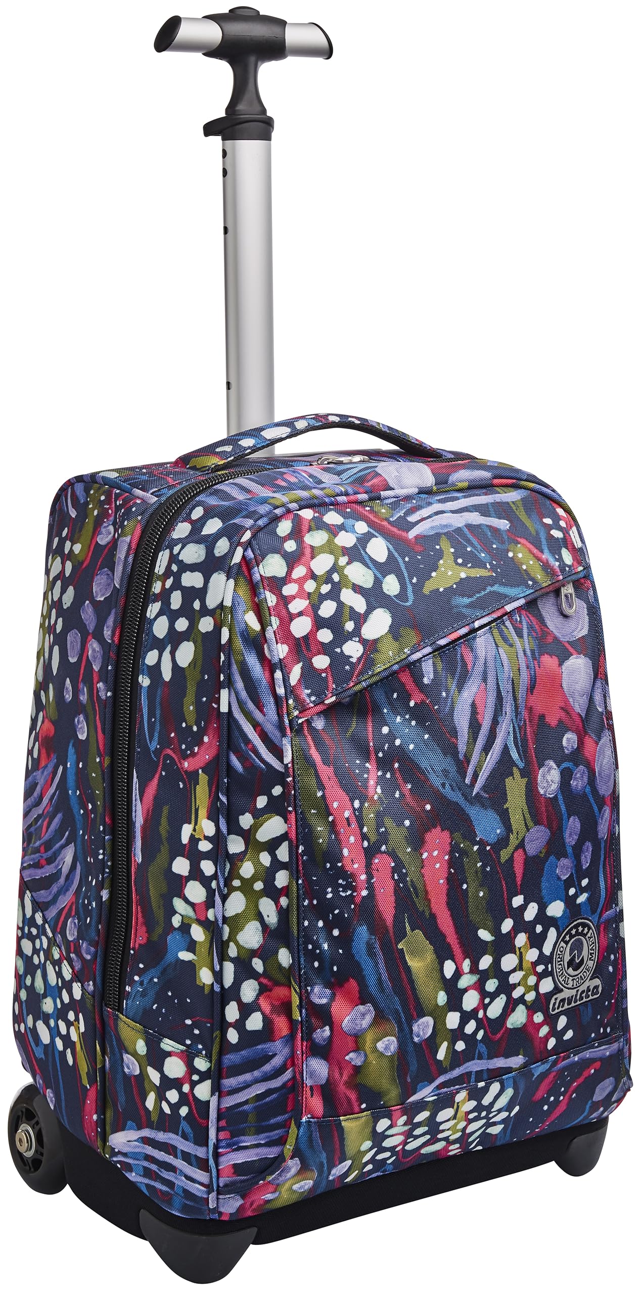invicta-trolley-scuola-2-in-1-abstract-jungle-blu-35-litri-zaino-e-trolley image 1