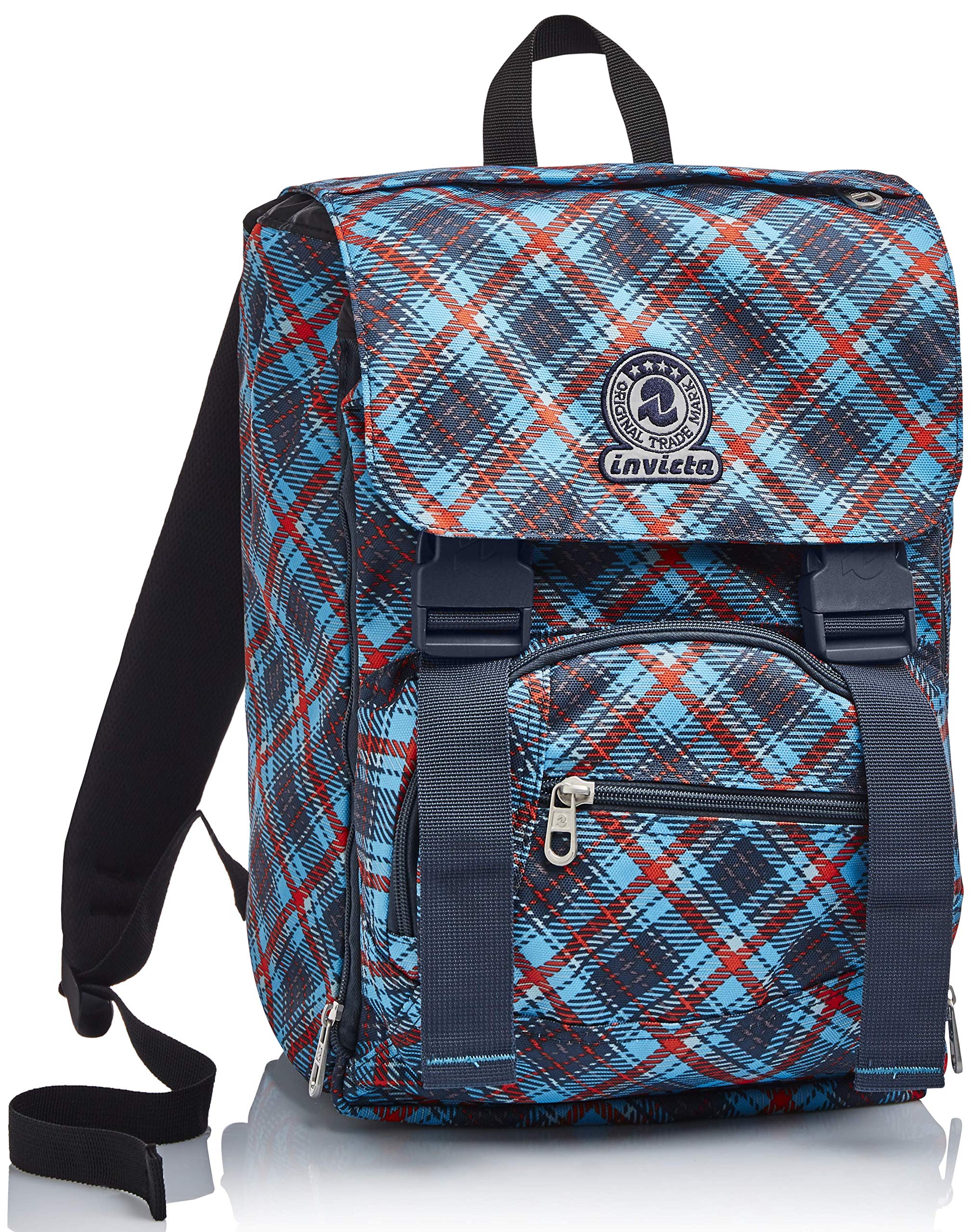 invicta-zaino-estensibile-tartan-blu-con-zip-laterali-19-28-litri-per-scuola-e-t image 1