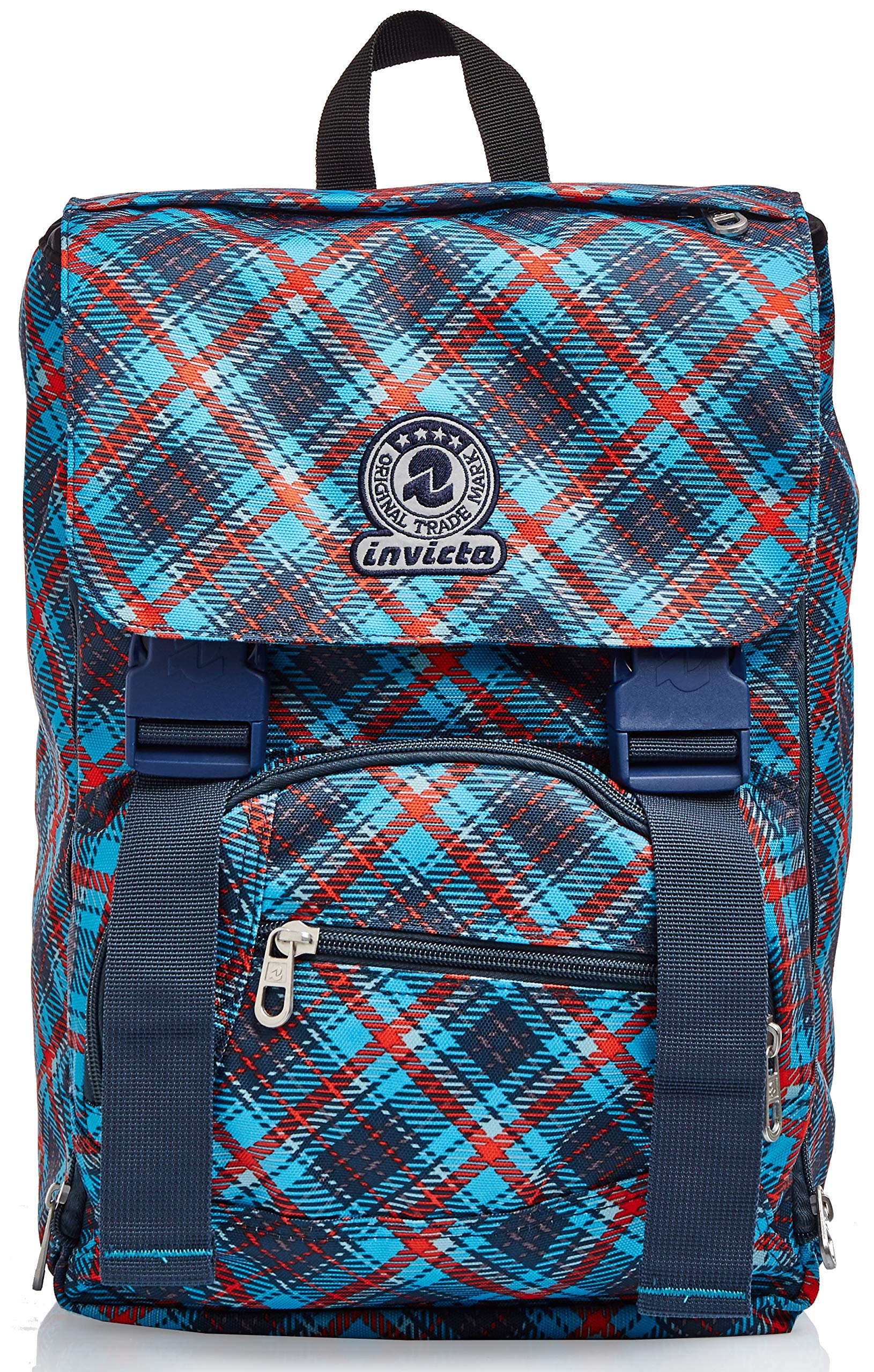 invicta-zaino-estensibile-tartan-blu-con-zip-laterali-19-28-litri-per-scuola-e-t image 2